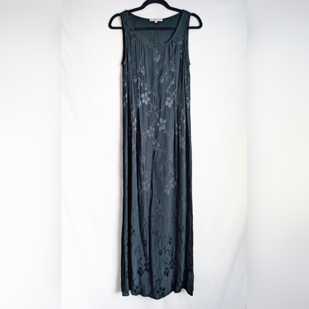 Vintage Spencer Alexis Minimalist Floral Maxi Slip Dress Made USA M